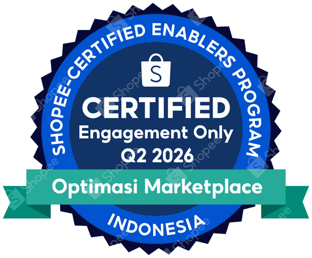 Shopee-Certified Enablers Program badge for Optimasi Marketplace, Indonesia, Q2 2026